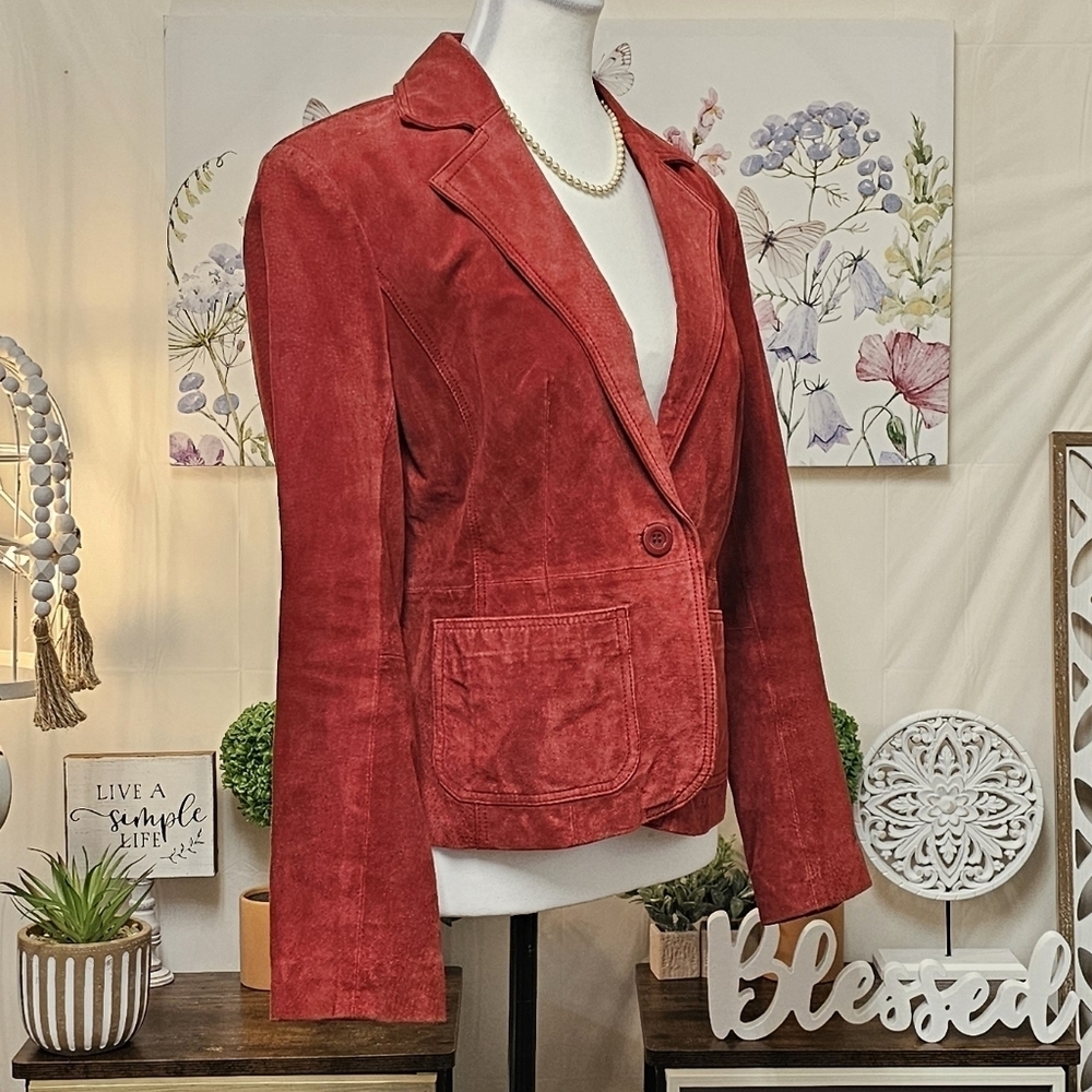 NEW YORK & COMPANY (STYLE.CN040071) GENUINE LEATHER SUEDE SINGLE BREASTE… - Picture 8 of 16